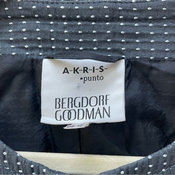 Akris Punto Slate Blue Cotton Blend Full Zip Jacket White Polka Dots Size 12 - Picture 3 of 12